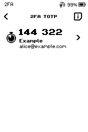 2FA TOTP list with the remaining account Example after the deletion