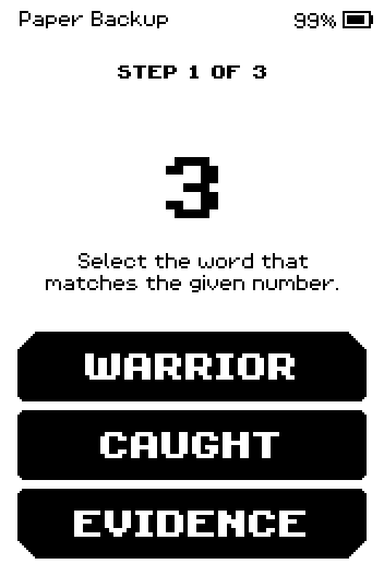 STEP 1 OF 3: pick the word for number 3 from three choices.