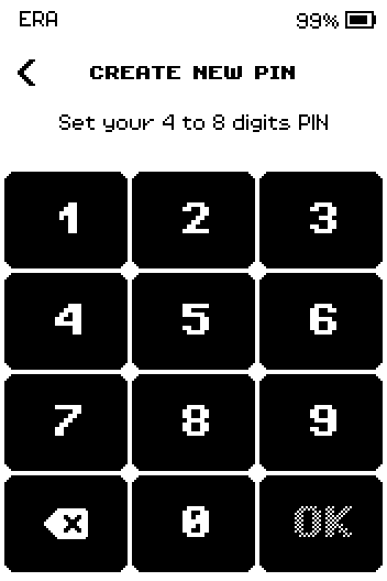 CREATE NEW PIN keypad: set your 4 to 8 digits PIN.