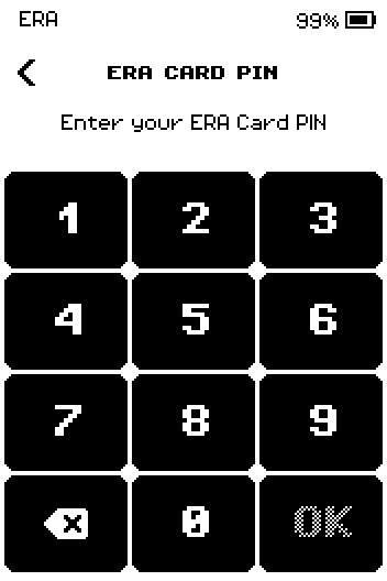 ERA CARD PIN keypad for the clone task.