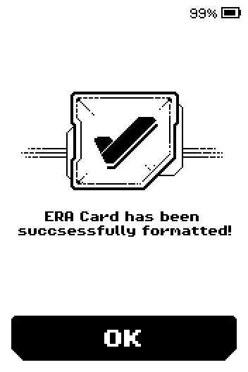 ERA Card has been successfully formatted, with an OK button.