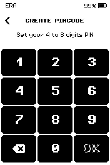 Create pincode keypad: set your 4 to 8 digits PIN.