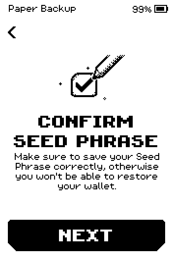 Confirm seed phrase intro screen.
