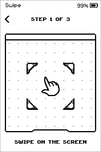 Progress bars for the swipe, shake and camera steps.