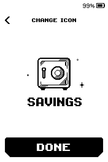 Change icon confirmation showing the safe icon and the wallet name.