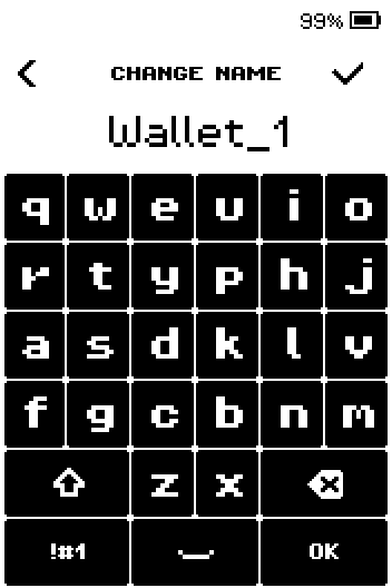 Change name keyboard with the default name Wallet_1.