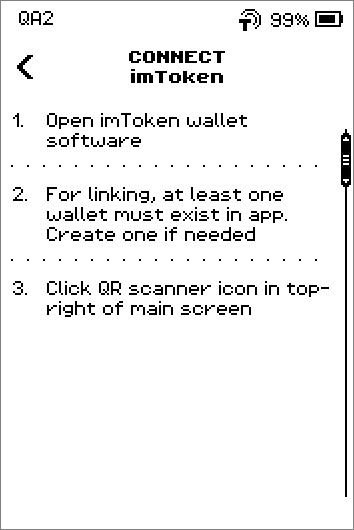 Connect imToken instructions, 4 steps ending with Scan the QR code from the ERA Wallet screen, and a SHOW QR button.