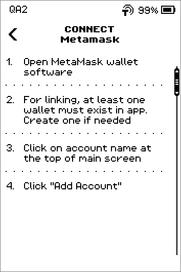 Connect Metamask instructions, 8 steps ending with Scan the QR code from the ERA Wallet screen, and a SHOW QR button.