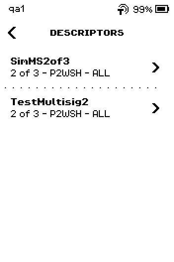 DESCRIPTORS list with SimMS2of3 ALL and TestMultisig2 ALL