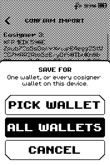 SAVE FOR popup with PICK WALLET, ALL WALLETS and CANCEL