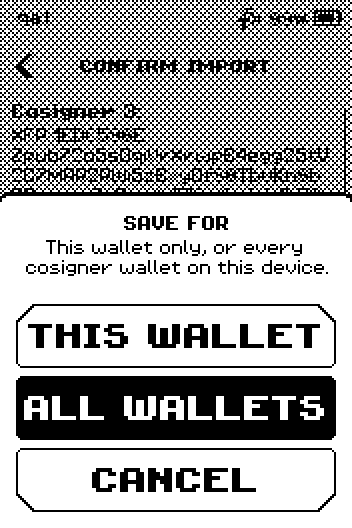 SAVE FOR popup with THIS WALLET, ALL WALLETS and CANCEL