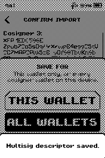 Message Multisig descriptor saved. over the dimmed popup