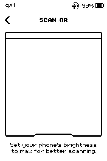 SCAN QR page with an empty camera frame