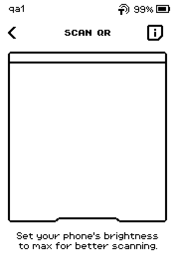 SCAN QR page with an empty camera frame