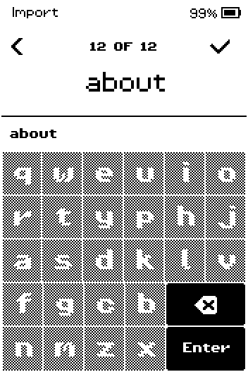 Correcting word 12, with a tick button in the header.