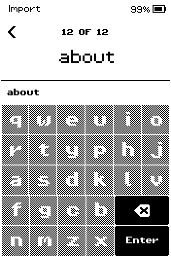 Word 12 of 12 typed in full, ready for Enter.