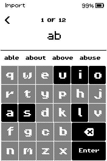 Typing "ab" shows able, about, above, abuse as suggestions.