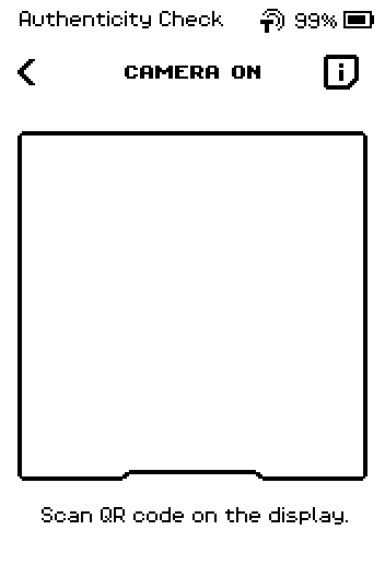CAMERA ON page: Scan QR code on the display
