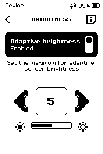 Adaptive brightness switched off, then level raised from 5 to 6