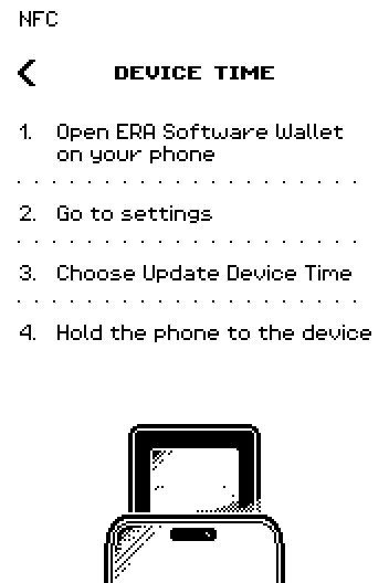 DEVICE TIME page listing four numbered steps with a phone-tap animation underneath