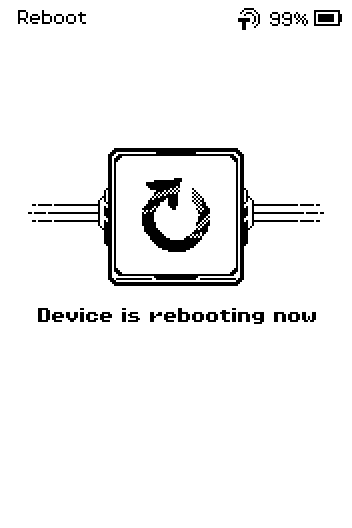 Reboot page: Device is rebooting now