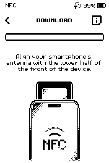 DOWNLOAD page with progress bar and phone-on-device drawing