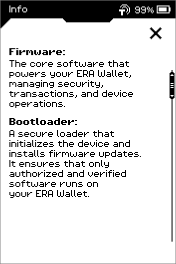 Info pages describing Firmware, Bootloader and ERA Lens Database