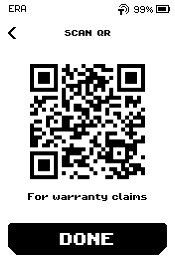 SCAN QR page with the warranty claims QR code