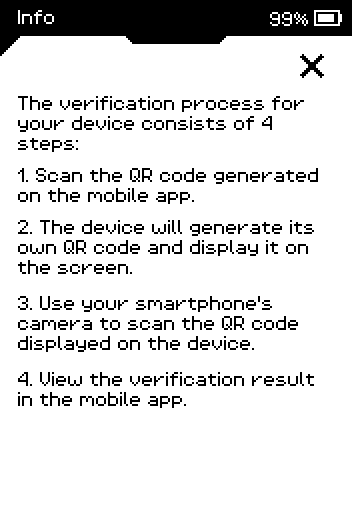 Info screen listing the four steps of the verification process.