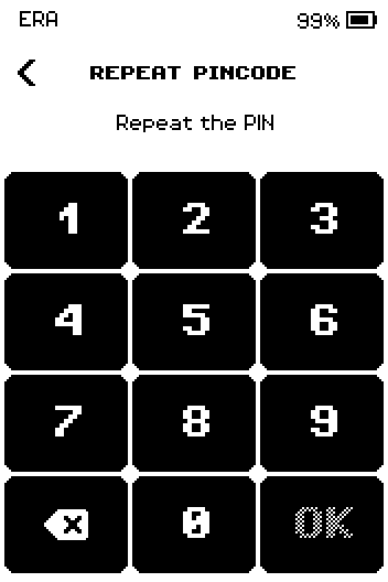 Repeat pincode keypad with the text Repeat the PIN.