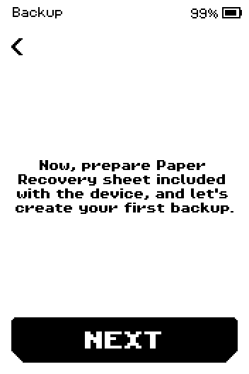 Intro screen: Now, prepare Paper Recovery sheet included with the device; Next button.