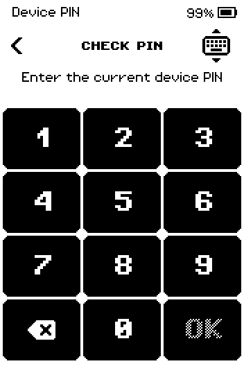 Check PIN keypad asking for the current device PIN.