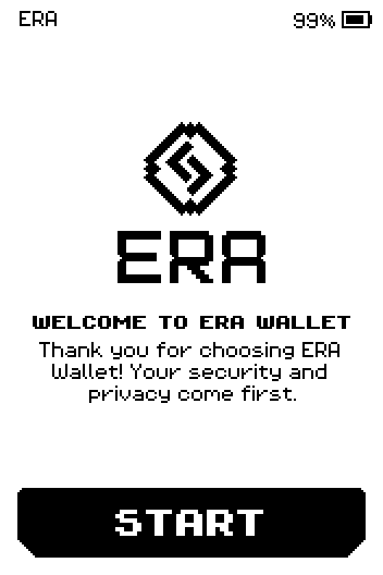 Welcome to ERA Wallet screen with a Start button.