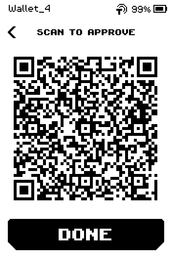 SCAN TO APPROVE page with the Ethereum signature QR