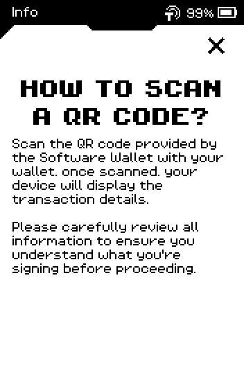 Info page: how to scan a QR code