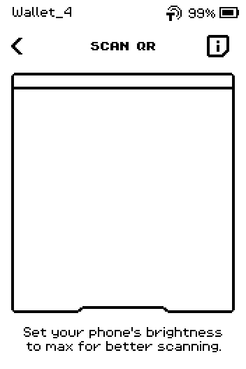 Scan QR page with the camera frame