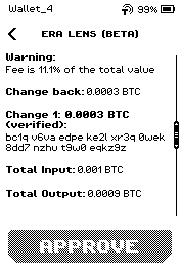 Review page with "Fee is 11.1% of the total value" warning