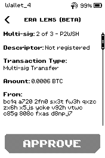 Multisig review: 2 of 3 P2WSH, Descriptor Not registered