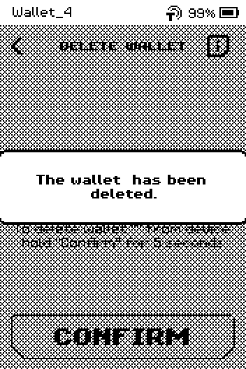 The wallet has been deleted message.