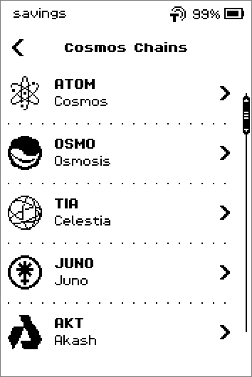 Cosmos Chains group, seven pages from Cosmos Hub to Gravity Bridge.