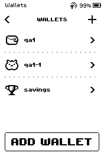 Wallets list showing the wallet with its new icon.
