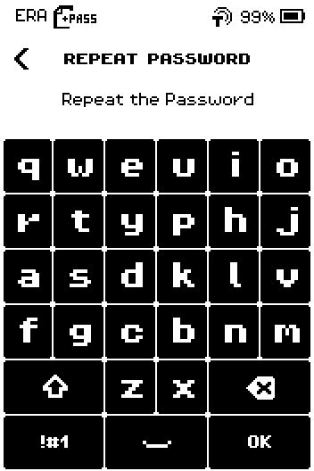REPEAT PASSWORD keyboard.